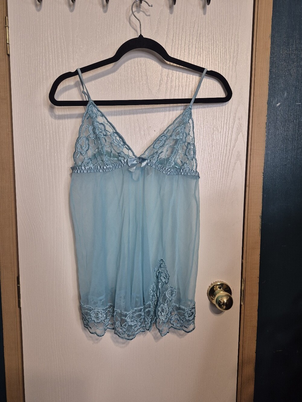 Frederick's of Hollywood Sheer Lace Babydoll in blue